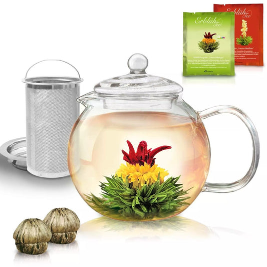 Créano Théière en verre (INCLUS : 2 thés blancs et thés verts)