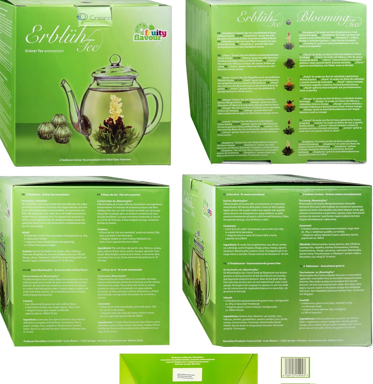 Coffret Cadeau Théière Creano Blossoming "Thé vert"