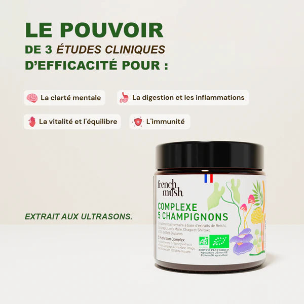 Complexe 5 Champignons en Poudre - Immunité et Vitalité