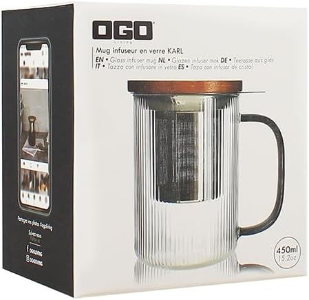 Tisanière Karl 475ml en Verre Borosilicate avec Anse Jade