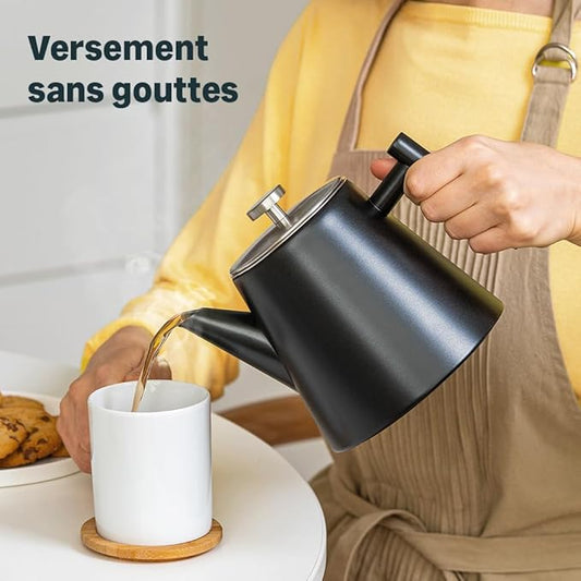 Théière 1L avec Tamis en Acier Inoxydable - Double Paroi