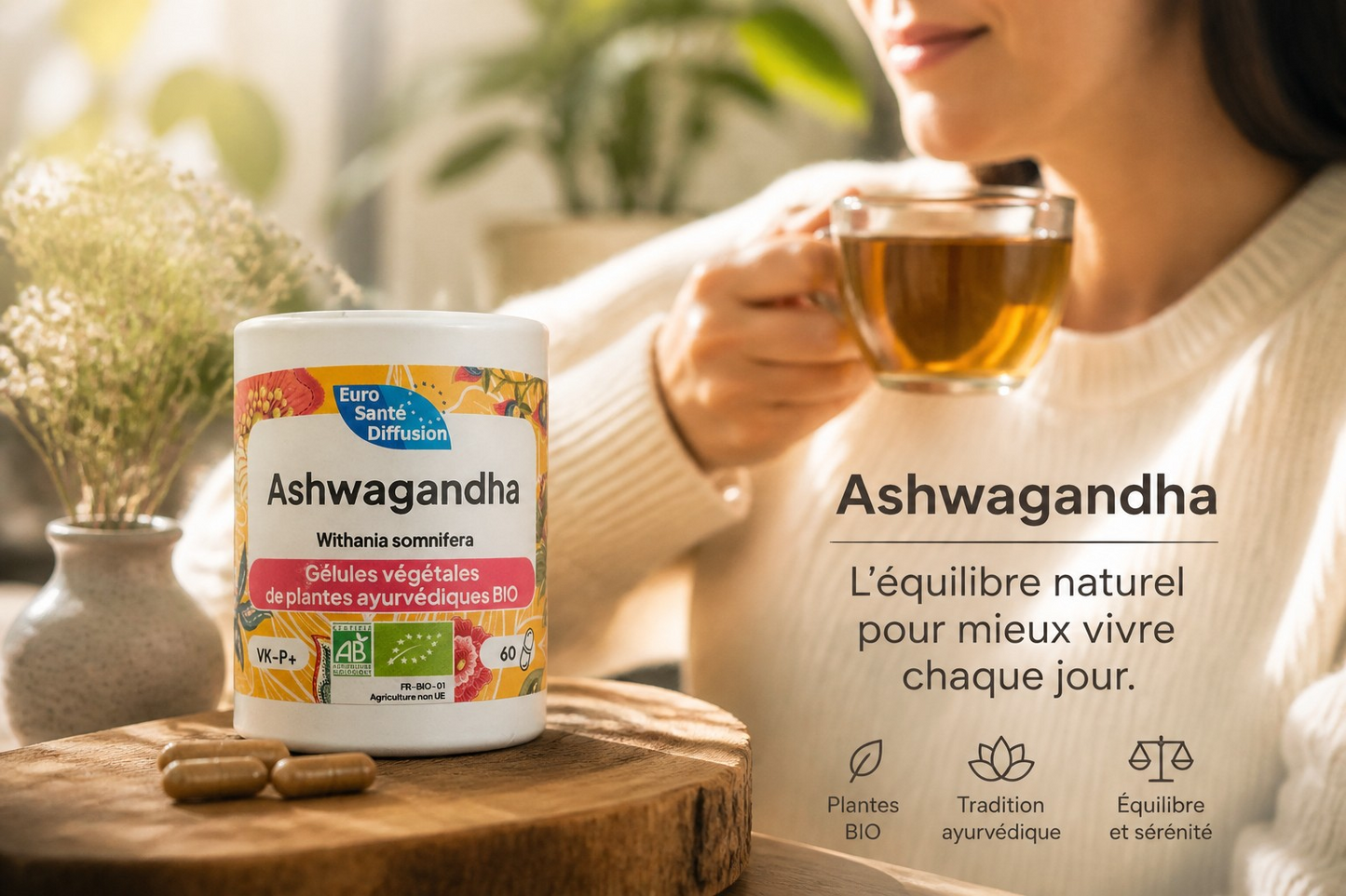 Ashwagandha BIO Français - Gestion du Stress & Bien-Être