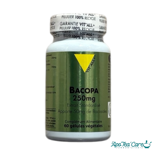 Bacopa Monnieri Brahmi 250mg - 60 Gélules Mémoire Concentration Vit'All+