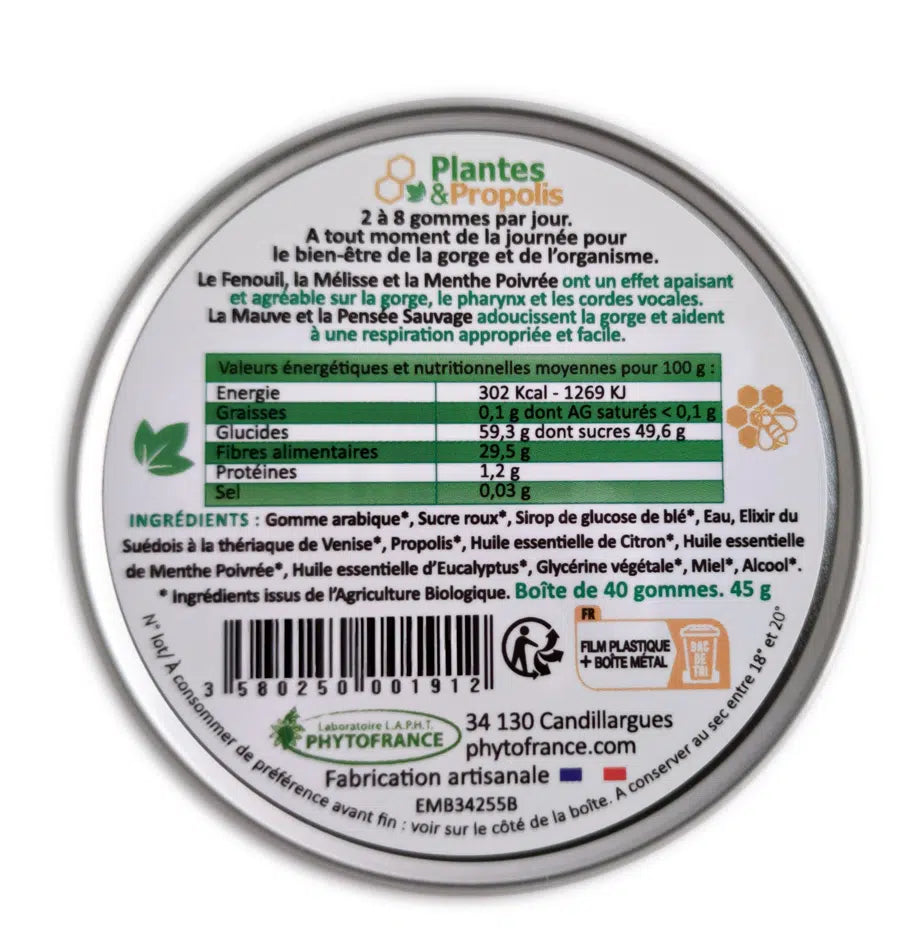 Gommes de Plantes & Propolis Bio 45g