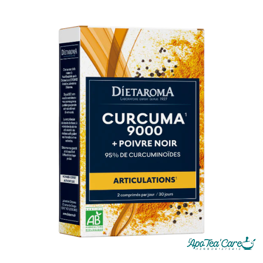 Curcuma 9000+ Poivre Noir 60 comprimés Dietaroma – complément articulaire naturel - L'ApoTea'Care