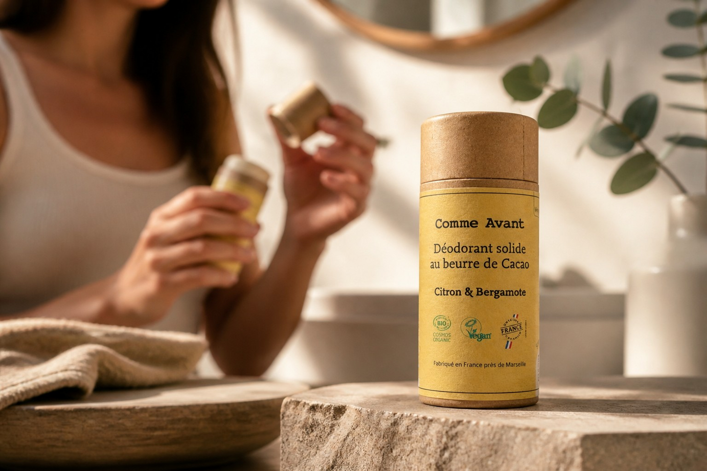 Déodorant Solide Naturel – Eucalyptus & Pin Sylvestre ou Citron & Bergamote | Comme Avant 60g