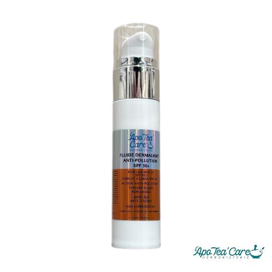 Fluide Dermalight SPF 50+ 50ml by L'ApoTea'Care Herboristerie – protection solaire visage légère non comédogène