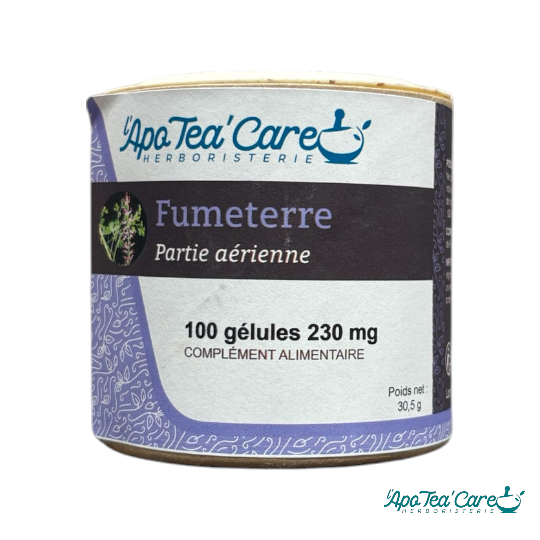 Fumeterre Fumaria officinalis 200mg 100 gélules végétales – complément alimentaire confort digestif L'ApoTea'Care