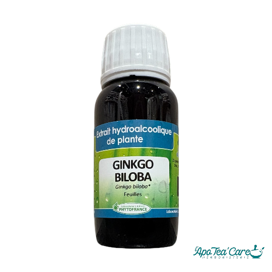 Extrait Hydro alcoolique Ginkgo Biloba Bio 60ml - Mémoire Concentration Circulation PhytoFrance