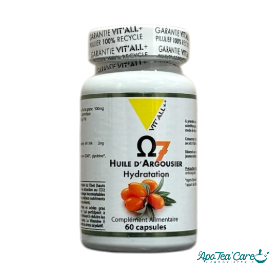 Oméga 7 Huile d'Argousier Bio 500mg - 60 Gélules Vit'All+