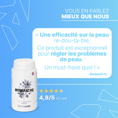 Huile de Bourrache 90 Capsules Nutripure - Peau, Équilibre Hormonal & Oméga 6
