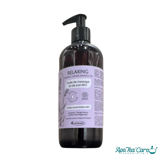 Huile de Massage Relaxing 500ml – Huiles Essentielles & Végétales Bio pour Détente & Lâcher Prise