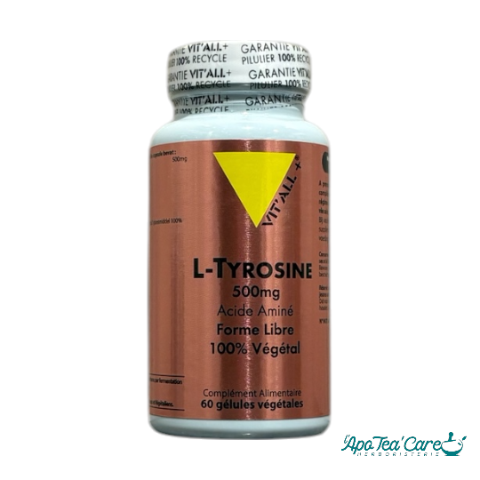 L-Tyrosine 500mg Végétale - 60 Gélules Focus & Énergie Mentale Vit'All+