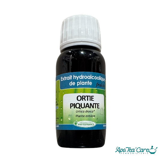 Extrait hydroalcoolique Ortie bio 60ml PhytoFrance – reminéralisant confort articulaire vitalité L'ApoTea'Care