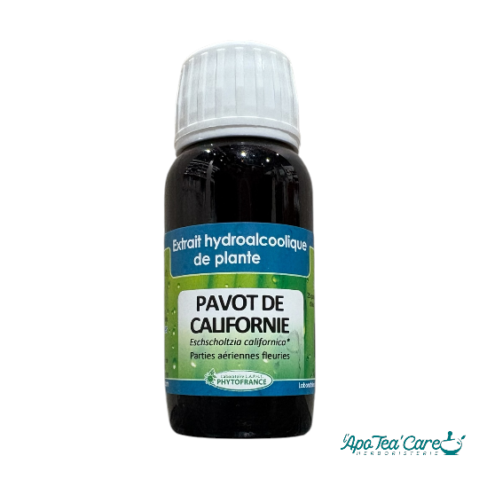 Extrait hydroalcoolique Escholtzia californica bio 60ml PhytoFrance – pavot de Californie relaxation confort sommeil L'ApoTea'Care