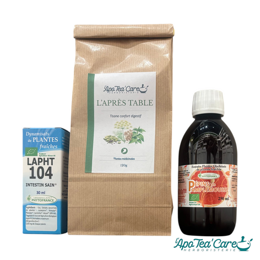 Programme Ventre Gonflé — infusion digestive, Intestins Sains et Extrait de Pépins de Pamplemousse BIO pour accompagner naturellement le confort intestinal | L'ApoTea'Care