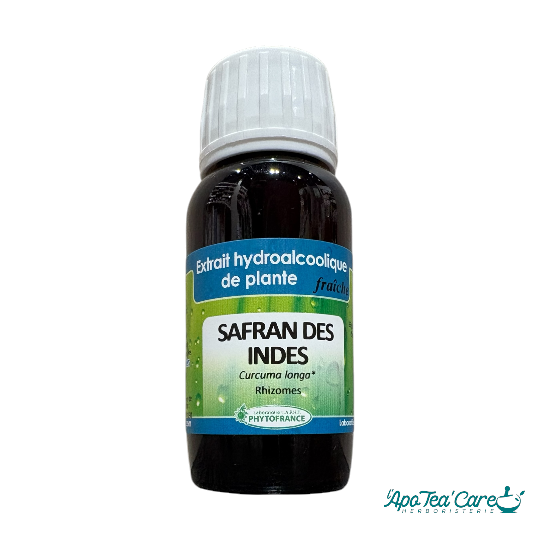 Extrait Hydro alcoolique Safran des Indes Curcuma Bio 60ml -Soulage les Inflammations