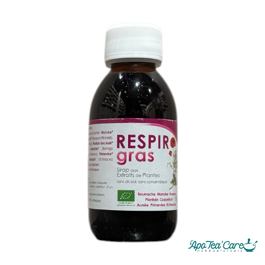 Sirop Respir Gras Bio 250ml | Toux Grasse & Expectoration PhytoFrance   Herboristerie L'ApoTea'Care