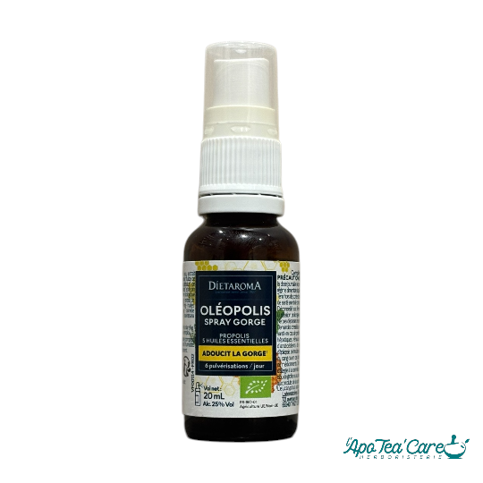 Oleopolis Spray gorge propolis et huiles essentielles pour adoucir la gorge - L'ApoTea'Care