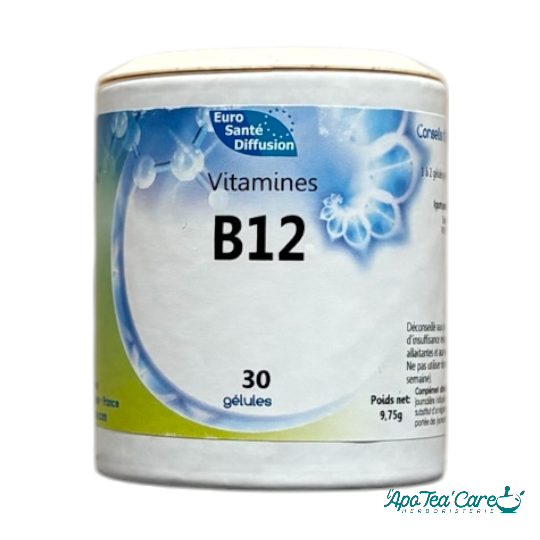 Vitamine B12 30 gélules. Contribue à réduire la fatigue L'ApoTea'Care Herboristerie