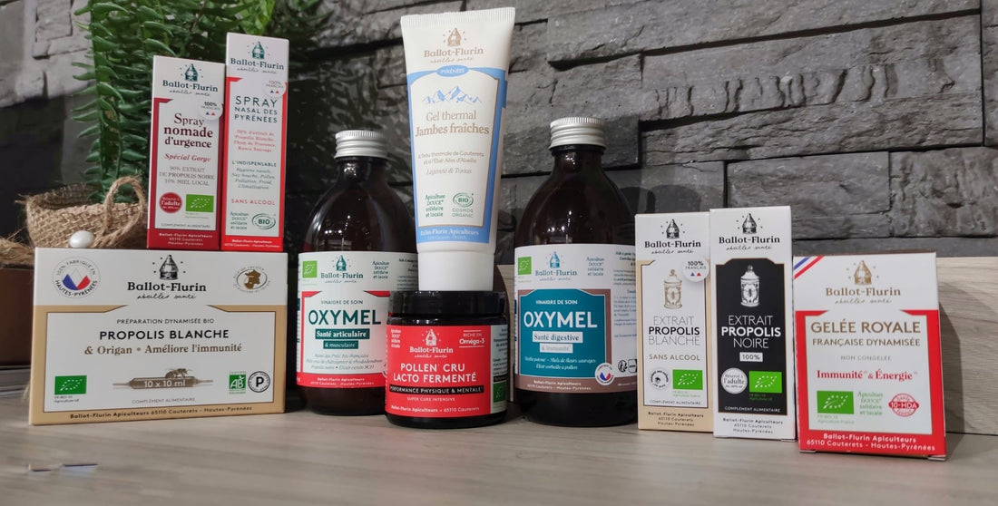 Ballot Flurin : la gamme des produits de la ruche des Pyrénées disponible chez L'ApoTea'Care Herboristerie Perpignan