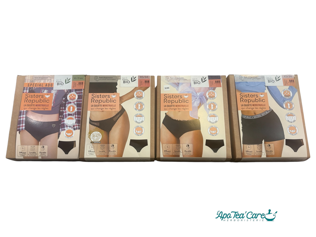 Culotte Menstruelles Sisters Republic chez L'ApoTea'Care - protection féminine fiable, confortable et écologique