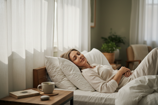 Femme éveillée la nuit à la ménopause — Solutions naturelles pour retrouver un sommeil réparateur | L’ApoTea’Care