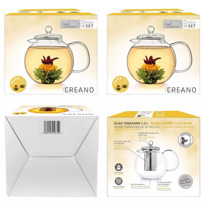 Créano Théière en verre  (INCLUS : 2 thés blancs et thés verts)