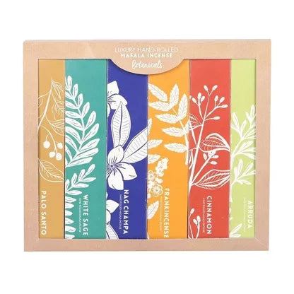 Coffret de bâtonnets d'encens exotiques botaniques Masala