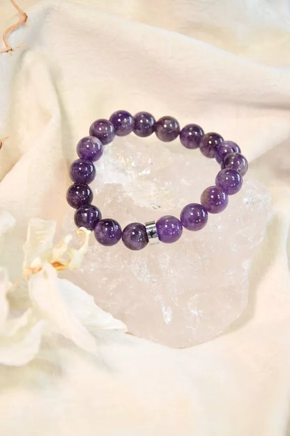 Bracelet Améthyste Perles rondes 10 mm