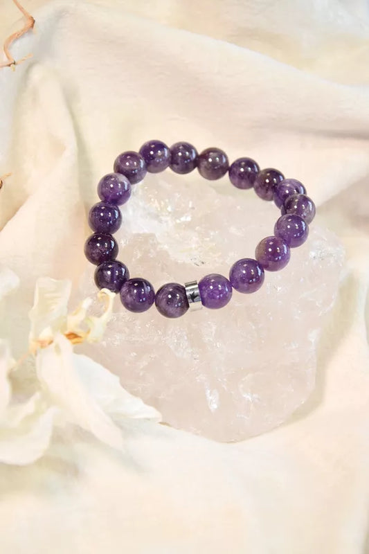 Bracelet Améthyste Perles rondes 10 mm