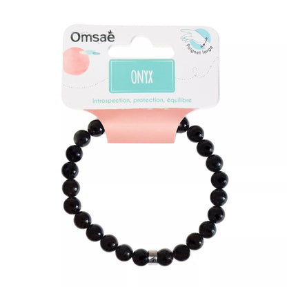Bracelet Onyx Perles rondes 8 mm Poignet large