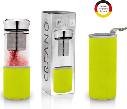 Creano Théière Teamaker  Bouteille de Thé à Emporter en Verre avec Passoire Pour le Thé