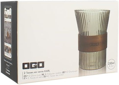 Lot de 2 Tasses Karl 250ml en Verre Borosilicate Graphite
