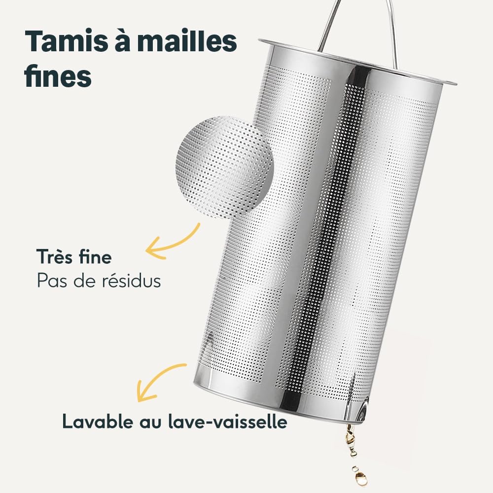 Théière 1L avec Tamis en Acier Inoxydable - Double Paroi