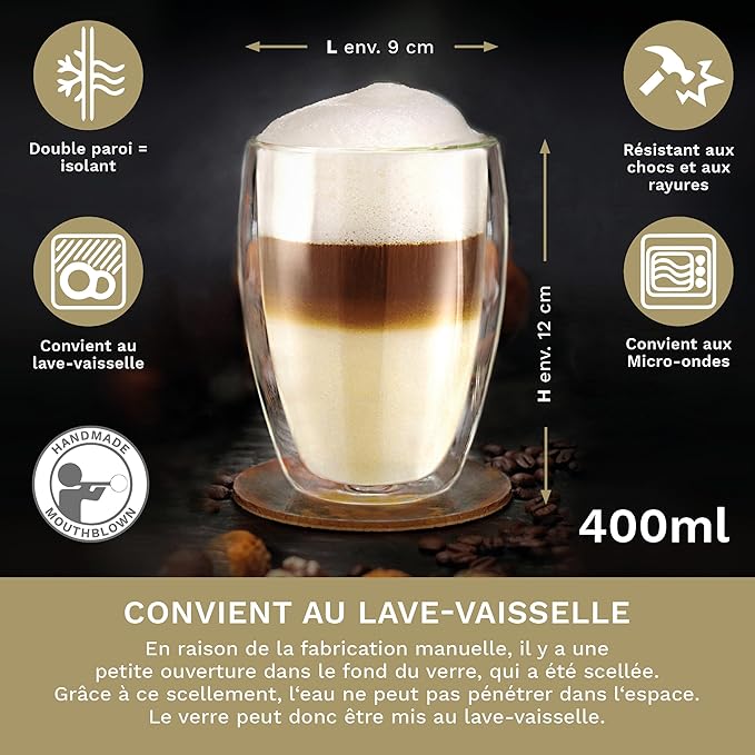 Verre Thermique à double paroi Creano  volumineux 400ml