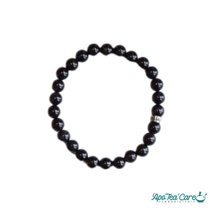 Bracelet Onyx Perles rondes 8 mm Poignet large