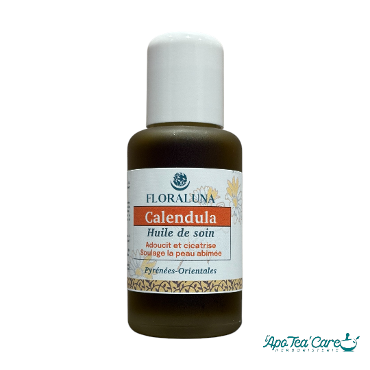 Huile de soin Calendula- Adoucit et cicatrise - L'ApoTea'Care votre référence en herboristerie et soins naturels 