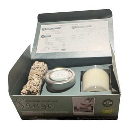 Coffret sauge : tresse et bougies Mon Rituel Protecteur