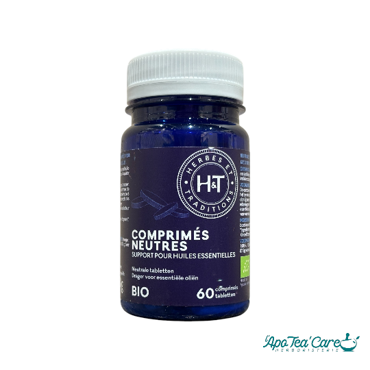Comprimés Neutres Bio – 60 Gélules - pour la prise orale des huiles essentielles - L'ApoTea'Care Herboristerie 