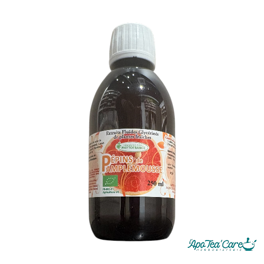 Extrait pépins pamplemousse bio 250ml PhytoFrance – Citrus paradisi bioflavonoïdes antioxydants