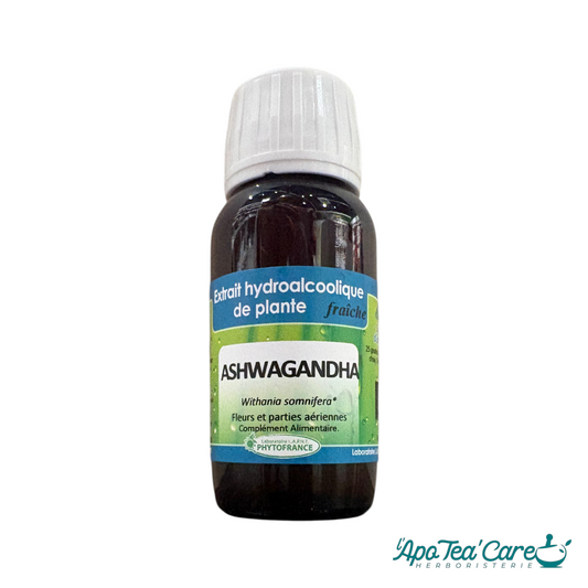 Extrait hydroalcoolique Ashwagandha 60ml PhytoFrance — plante adaptogène vitalité et résistance au stress