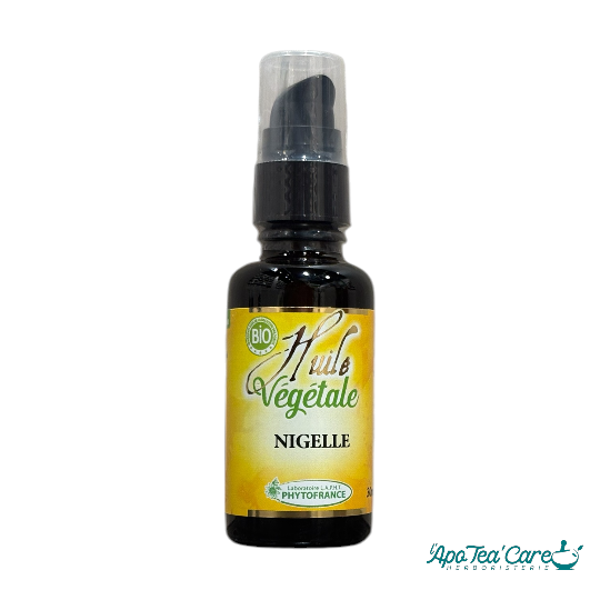 Huile Végétale Nigelle Bio - apaise et nourrit - L'ApoTea'Care et Phytofrance 