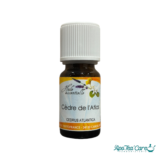 Huile essentielle de cèdre de l'Atlas 10ml Phytofrance – flacon aromathérapie boisé et drainant L'ApoTea'Care