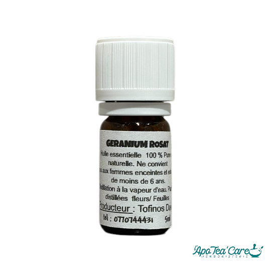 Huile essentielle de géranium rosat bio 5ml Aromatic 66. Équilibrante, tonifiante - L'ApoTea'Care
