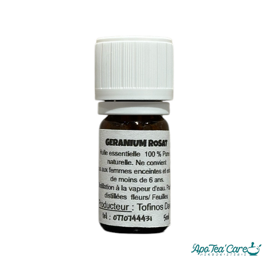 Huile essentielle de géranium rosat bio 5ml Aromatic 66. Équilibrante, tonifiante - L'ApoTea'Care