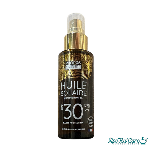 Huile Solaire SPF30 – 84% Naturelle – Parfum Monoï – 100ml