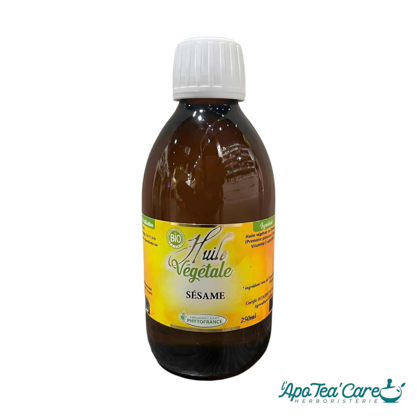 Huile végétale sésame bio en format 250 ml Phytofrance – idéale massage -soin peau & cheveux  L'ApoTea'Care