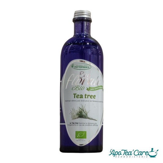 Flacon en verre bleu 200ml d'hydrolat de Tea Tree Bio Phytofrance – Eau florale purifiante sans conservateurs, L'ApoTea'Care