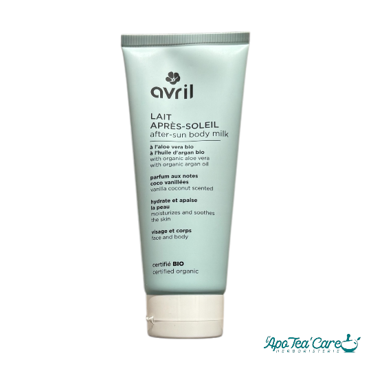 Lait Après-Soleil Bio – Avril Cosmétiques - régénère et apaise les rougeurs - L'ApoTea'Care Herboristerie